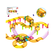 PicassoTiles 40 Pc Magnetic Tiles Race Track Travel Toy with Car
