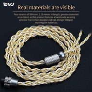 CVJ HBK-08 Gold Silver Earphone Cable HiFi Sound Quality 0.78mm/2Pin S Connector 4 Strands Mixed OFC