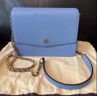 Tory Burch 真皮淺藍色兩用袋 斜揹側揹風琴袋 Robinson Convertible Shoulder crossbody Bag