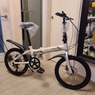 二手近乎全新 摺合單車 SSPU 20吋 7速 碟剎 自行車 摺車 摺疊單車 可摺單車 Foldable Bike白色
