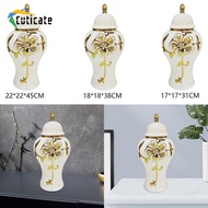 Cuticate Ceramic Ginger Jar Ginger Vase with Lid Collection Ceramic Flower Vase for