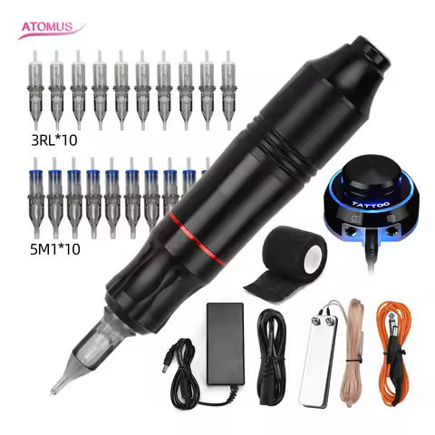 Tattoo Rotary Pen Tatoo Cartridge Needles 3RL 5M1 Kit Motor DC Power Supply Guns Machine Set Tattooi