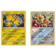 English Pokemon Card Game Zapdos - 24/68 /Eevee - 48/68 - Holo Reverse Holo Hidden Fates Reverse Hol