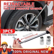 3PCS Tyre Wrench Telescoping Lug Wrench Spanner Lug Wheel Wrench with Sockets Wrench Retractable Tire Nut Removal Wrench Car Repair Tools car rim wrench spanar buka tayar kereta 可伸缩扳手 轮胎扳手