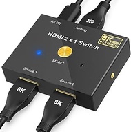 HDMI 2.1 Switch, Lavales 8K HDMI Switcher Splitter 2 in 1 Out, Supports 4K@120Hz, 8K@60Hz, High Speed 48Gbps Aluminum Directional Ultra HD HDMI Hub for PS5/4,Xbox,Roku,Apple TV,Fire Stick