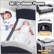 Baby Co-sleeper Bassinet Playpen Foldable Sleeping Bed w Diaper Changer Kraft