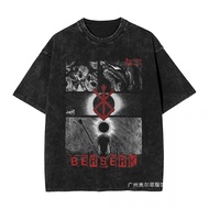 COD Washed T Shirts B-Berserk Guts Anime Hip Hop T-Shirts Oversi 0K6A