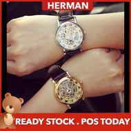 HERMAN (1 SET - 2pcs) (SEPASANG) Couple Fashion Leather Men's Women's Watch Jam Tangan Lelaki Wanita