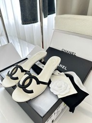 CHANEL 香奈兒 黑色 雙C 鏤空 女士涼拖鞋