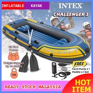 INTEX 68370 Challenger 3 Boat Set Inflatable Boat Fishing Boat PVC Rubber with Paddles Pump Bot Angi