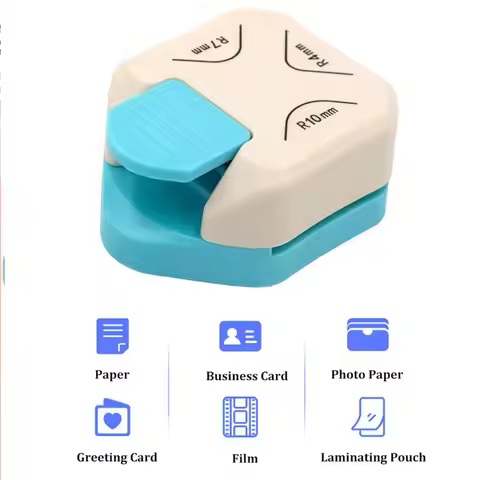 3 in 1 Corner Puncher Cutter 4mm/7mm/10mm 3 Way Round Corner Punch Corner Cutter for Paper Craft Lam