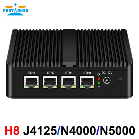 Partaker Fanless pfSense Router Celeron J5005 J1900 E3825 Mini PC 4 LAN 2.5G Intel i226 Firewall App