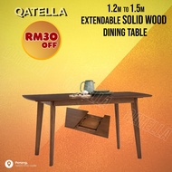 Qatella (Extendable) ARTHUR 120+30cm Solid Wood Extension Dining Table meja makan extension