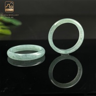 BACEDA Natural Jade Rings for Women Light Green Jade Rings Blue Jadeite Bangle Ring Simple Gemstone Ring Jewelry Gift