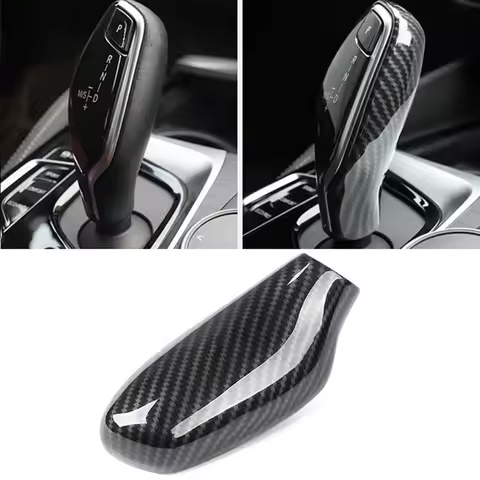 Car Gear Shift Knob Cover Carbon Fiber Auto Carbon Fiber Gear Shift Knob Trim Cover for BMW 5 6 7 Se