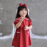 QR Collection - RUBY DRESS Anak Perempuan Umur 1 2 3 4 5 6 7 8 Tahun Lengan Pendek Panjang Bawah Lut