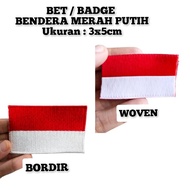 PUTIH MERAH Red and White Flag Bet/Bedge (3 x 5 cm) for School Uniforms