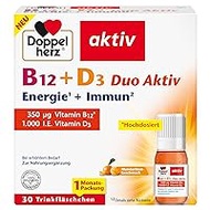 Doppelherz B12 + D3 Duo Active - High Dose with Vitamin B12 + D3 to Support Normal Function of the Immune System - 30 Drinking Bottles, Liquid