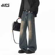 Jies Unisex Slightly Flared Slim Bootcut Wide Leg Jeans - Blue D666