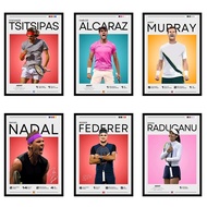 AUJT Federer Tennis Star Wall Art Poster Nadal Tennis Legend Canvas Art Prints Murray Decor Picture 