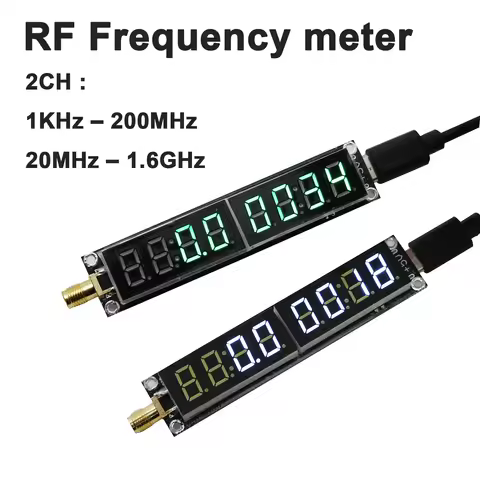 2CH 1kHz-1600MHz RF Frequency Counter VHF UHF Digital Frequency Meter for Walkie-Talkie, FM/AM/SW Ra