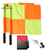 Soccer Referee Flag Set Red Yellow Cards with Notebook and Pencil Coach Stainless Steel Whistles with Lanyard
