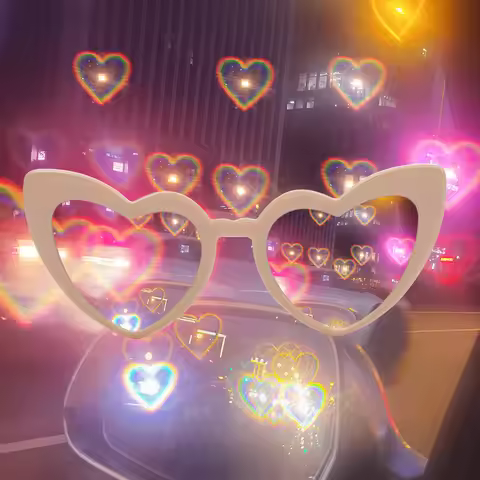 Love Special Effect Heart-Shaped Glasses Fashion Heart Diffraction Sunglasses Watch The Night Lights