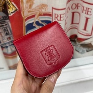 中古正品 Celine 徽章真皮零錢包 首飾收納包 散紙包 硬幣收納