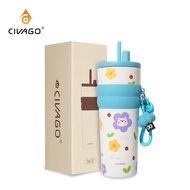 CIVAGO（26oz）Ceramic liner Stainless Steel Coffee Mug With Lid Vacuum Flask Tumbler Painting Series
