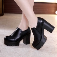 ️ 10cm. Small Size 33-43 Genuine Leather Shoes Deep Mouth Platform 2024 For Office Girls 10 Cm.