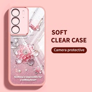 Máy ảnh vrqr Ốp điện thoại bảo vệ Oppo Realme 14x C75 c75x 4G với hoa mẫu đơn nổi và hoa trà Thiết k