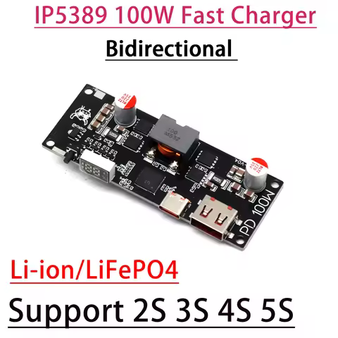 IP5389 100W Bidirectional Fast Charging Power Bank Module 2S 3S 4S 5S Battery Charger/Discharger W L