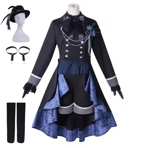 Ciel Cosplay Anime Black Butler Ciel Phantomhive Cosplay Costume Man Black Rose Uniform Hat Suit Hal