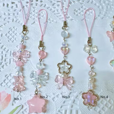 Pink phone charm Cute Phone Straps y2k Gift ideas Aesthetic Gift for her Coquette charm Kpop Binder 
