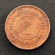 Duit Syiling Straits Settlements One Cent 1901 Queen Victoria (B)