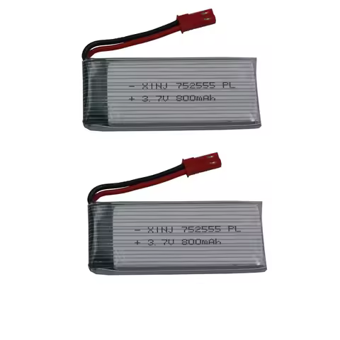 2pcs 3.7V 800 mAh 752555 JST 25C Rechargeable Polymer Li Lipo Battery Cell Connector For JJRC H11C H