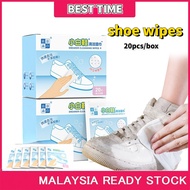 《 𝗤𝗨𝗜𝗖𝗞 𝗗𝗘𝗖𝗢𝗡𝗧𝗔𝗠𝗜𝗡𝗔𝗧𝗜𝗢𝗡 》20pcs Shoe Cleaning Wet Tissue Wipes Portable Shoes Sneakers Care Pack Tisu