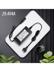 Duxwire 29.4v4a鋰電池充電器,歐式插頭,兼容用於鏈鋸,電動輪椅,三輪摩托車,自行車戶外照明配件,電動工具配件,坎森連接器的24v鋰電池包