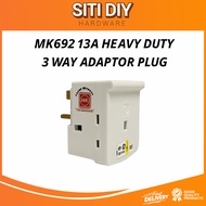 MK692 13A Heavy Duty 3 Way Adaptor Plug Socket Outlet Extension Multi Plug Power Adapter