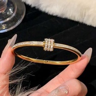 鈦鋼手鐲 不掉色滿天星銀手鐲 生高級感時尚滿鑽不銹鋼手鐲（平行進口）（快遞送貨上門）