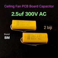 2 biji 2.5uf 300Vac Ceiling Fan PCB Board Capacitor elmark alpha kapasitor siling fan kipas