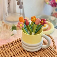 FGHAFGGR ไอศกรีม ห้องครัว รูปดอกทิวลิป เครื่องมือกวน เซรามิค ที่ตัก เครื่องกวน ช้อนชาดอกไม้ ที่ตักกาแฟ