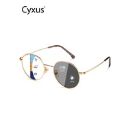 Cyxus Photochromic Multifocal Blue Light Blocking Reading Glasses Round Frame Near & Far Use Anti-Ey