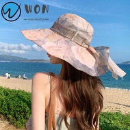 WON Sun Hat, Breathable Protect Neck Anti-uv Beach Hat, Fashion UV Protection Large Brim Four Seasons Bucket Hat Holiday Beach