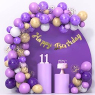【78pcs】Purple Gold Violet Balloon Bow Kit Confetti Balloons with HAPPY BIRTHDAY Banner Metallic Ball