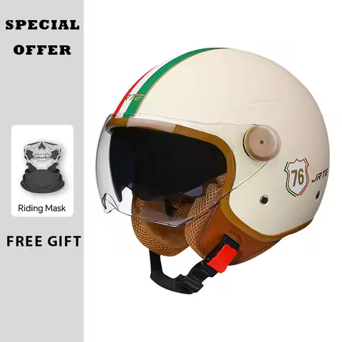Retro TT&COCASCOS Motorcycle Helmet Open Face Dual Visors Jet Helmet Electric Scooter Bike Motorbike