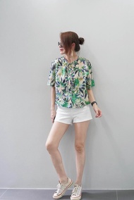 เสื้อคอกลม​ lady blouse​ ผ้าเปลือกไหมอินเดีย​ ป้าย Perfect Style