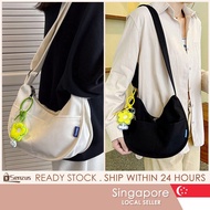[SG SELLER] Nylon Zipper Small Dumpling Bag Student Literary Shoulder Messenger Pocket Bag