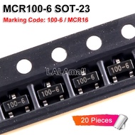 20ชิ้น MCR100-6 SOT-23เครื่องหมาย100-6 MCR16 SOT23 SMD SCR ซิลิคอนควบคุม Rectifier ไทริสเตอร์ใหม่เดิ