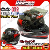 MHR Full Face GT2 Helmet Design Double Visor FullFace FF322 E3 RED/WHITE (SIRIM) Removeable Padding 